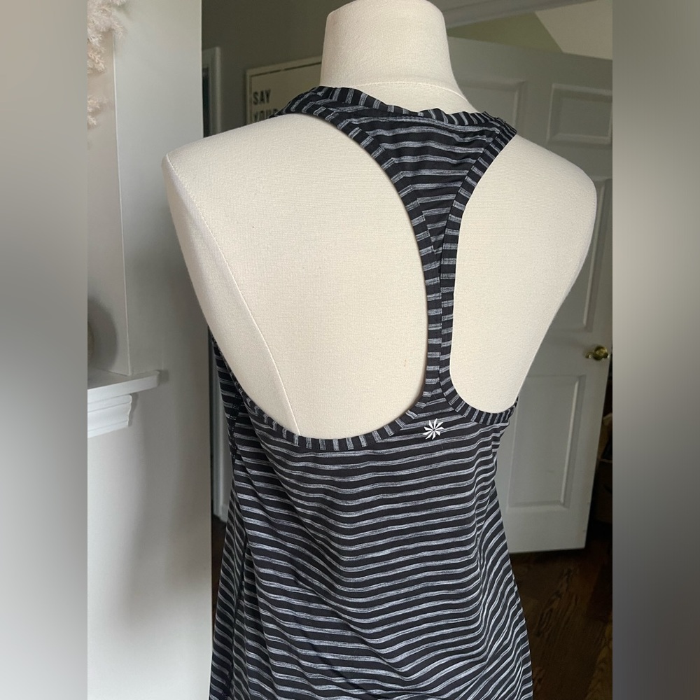 Athleta black striped racerback workout tank top S